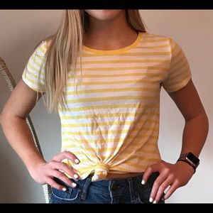 Old Navy Size XS Yellow and White Striped Shirt